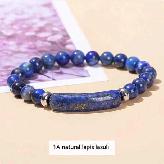 Beautysky natural stone bracelet for women featuring natural lapis lazuli beads and silver accents
