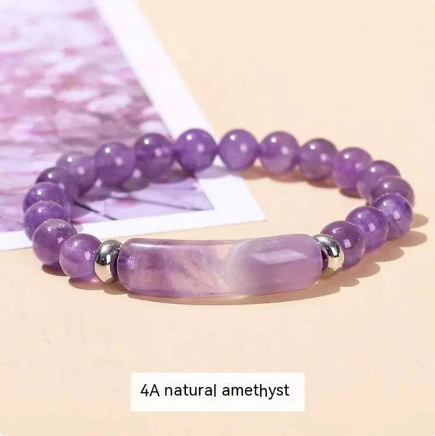 Beautysky natural stone bracelet for women made with natural amethyst beads and silver accents