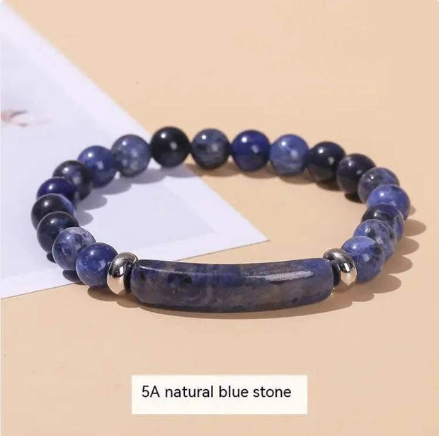 Beautysky natural stone bracelet for women featuring 5A natural blue stone and silver accents