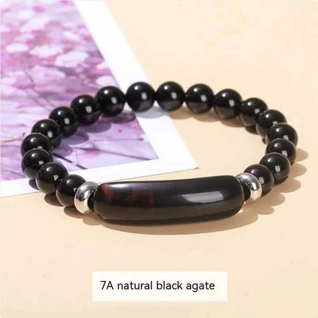 Stylish natural stone bracelet for women featuring black agate beads and an elegant design