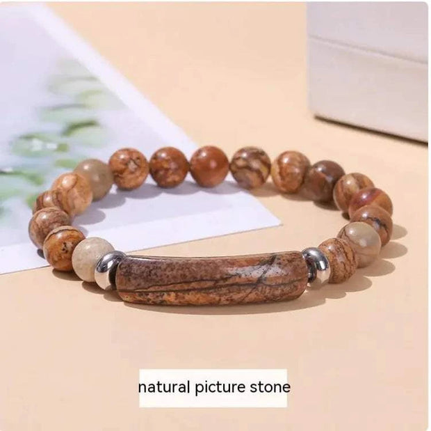 Beautysky natural stone bracelet for women featuring picture stone beads and a stylish design