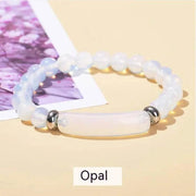 Beautysky natural stone bracelet for women featuring opal beads with silver accents