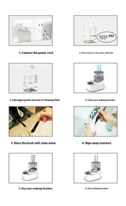 Instructions pour utiliser le nettoyeur pinceaux maquillage électrique Beautysky avec étapes détaillées
