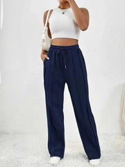 Pantalon ample femme Beautysky en bleu marine avec cordon de serrage pour un style décontracté