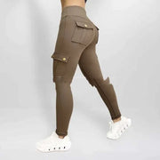 Pantalons de yoga femme de Beautysky en couleur marron avec des poches pratiques et un design élégant