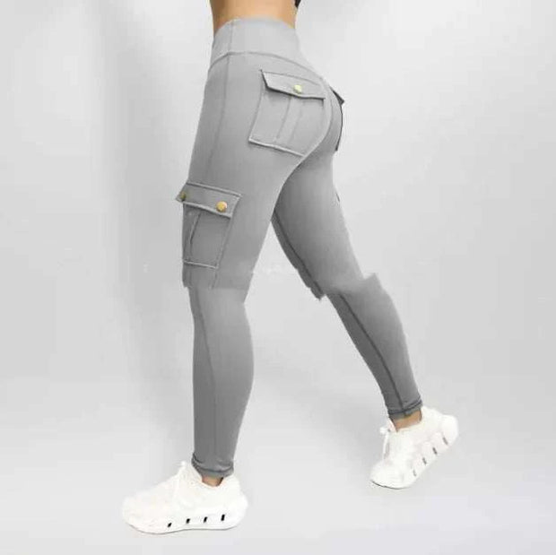 Pantalons de yoga femme Beautysky en gris avec poches et tissu extensible pour un confort optimal