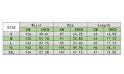 Size chart for women's beach pareo by Beautysky showing measurements in centimeters and inches for waist, hip, and length.