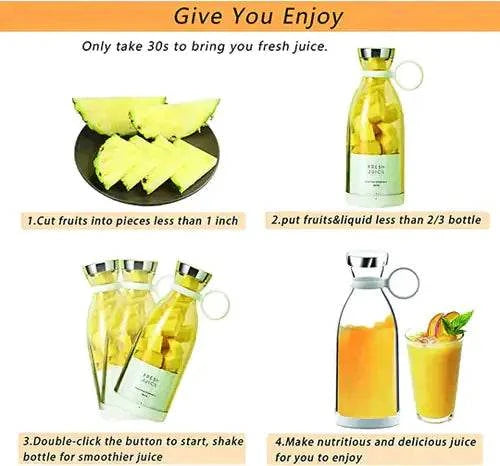 Beautysky portable blender for smoothies with fruit preparation steps and fresh juice instructions