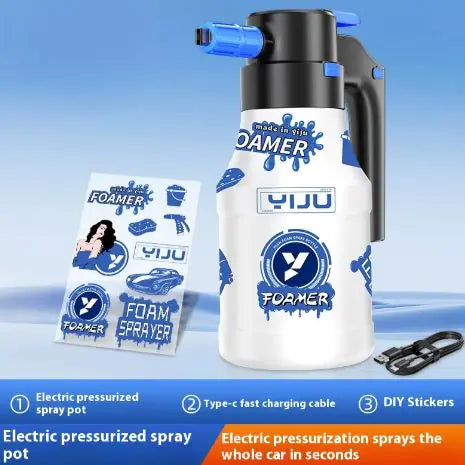 Pulvérisateur mousse avec buse réglable pour un nettoyage efficace des voitures avec accessoire de charge rapide