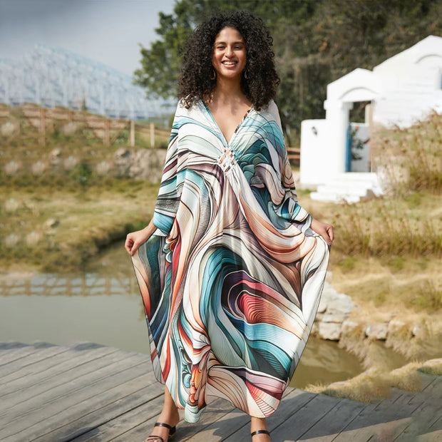 Robe bohème été femmes à motifs colorés, idéale pour les journées ensoleillées et décontractées