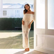 Robe châle décontractée Beautysky en maille avec manches épaules nues pour un look élégant