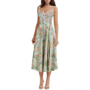 Robe élégante femme Beautysky longue à bretelles avec motif floral pastel