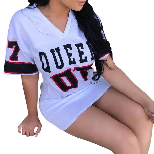 Robe oversize tendance Beautysky avec un style décontracté et inscription Queen sur le devant