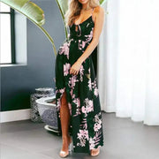 Robe ample été femme Beautysky avec fleurs roses et fente pour un look élégant