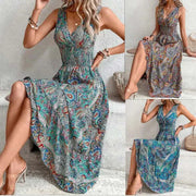 Robe tendance femme élégante avec motifs colorés, idéale pour les sorties estivales