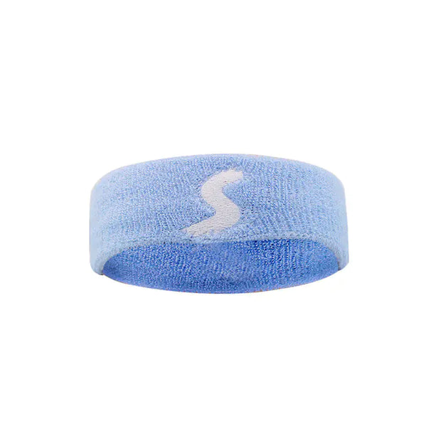 Bandeau fitness Beautysky en bleu avec logo pour un maintien optimal lors de l'entraînement