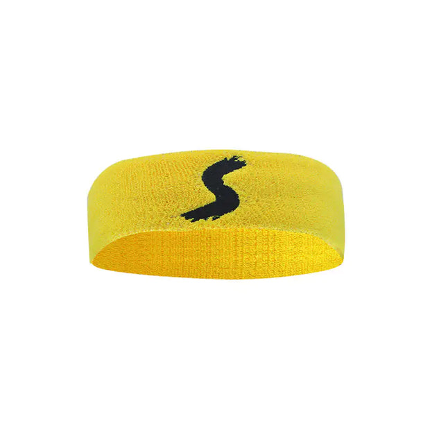 Bandeau fitness jaune Beautysky avec logo noir pour le sport et les activités en plein air