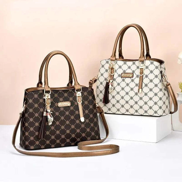 Sac à bandoulière élégant Beautysky en noir et blanc avec des poignées en simili cuir
