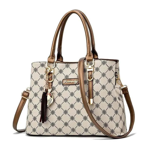 Sac à bandoulière élégant Beautysky avec motifs raffinés et anses en cuir marron