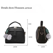 Sac à main cuir tendance de Beautysky avec pompons et design pratique en noir