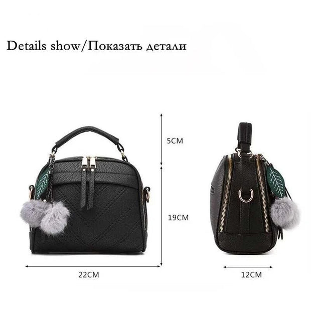 Sac à main cuir tendance de Beautysky avec pompons et design pratique en noir