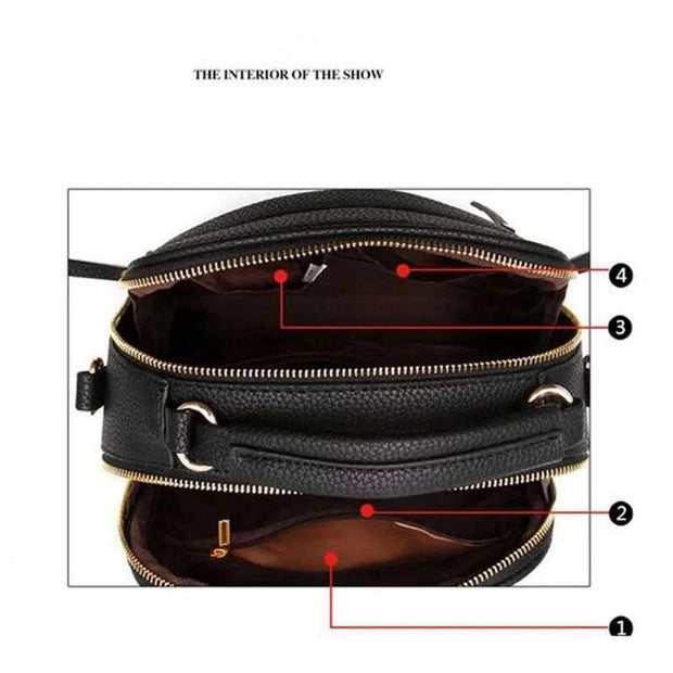 Intérieur du sac à main cuir tendance Beautysky avec plusieurs compartiments et fermeture zippée