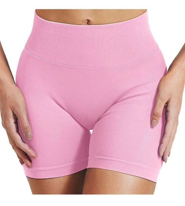 Short de yoga taille haute Beautysky en rose avec ceinture élastique pour un confort optimal