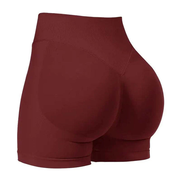Short de yoga taille haute Beautysky en rouge, confortable pour les séances d'entraînement