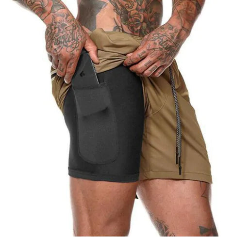 Shorts de course fitness Beautysky avec poche pour téléphone et tissu léger adapté à l'entraînement