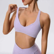 Soutien-gorge sport femme Beautysky en violet avec bretelles larges pour un confort optimal lors des activités physiques