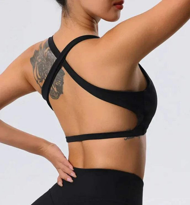 Soutien-gorge sport femme Beautysky en noir avec dos ouvert pour un soutien optimal lors des activités physiques