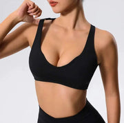 Soutien-gorge sport femme Beautysky en noir avec un design élégant et un bon soutien