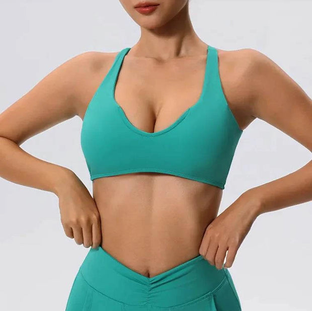 Soutien-gorge sport femme Beautysky en turquoise pour un maintien optimal durant les activités physiques.
