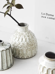 Vase rustique pour fleurs en céramique décoratif avec motif floral élégant pour la maison