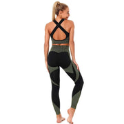 Ensemble de vêtements de sport patchwork Beautysky avec un haut croisé et des leggings ajustés
