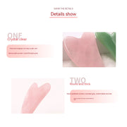 Gua Sha en jade naturel en forme de cœur, avec une surface lisse et un design ergonomique pour un soin de la peau optimal