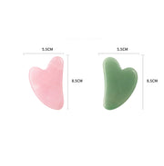 Set de Gua Sha en jade naturel rose et vert de Beautysky, dimensions 5.5 cm x 8.5 cm
