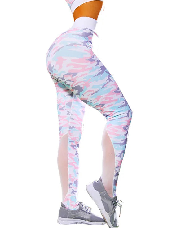 Combinaison de yoga camouflage femme Beautysky, extensible et légère.